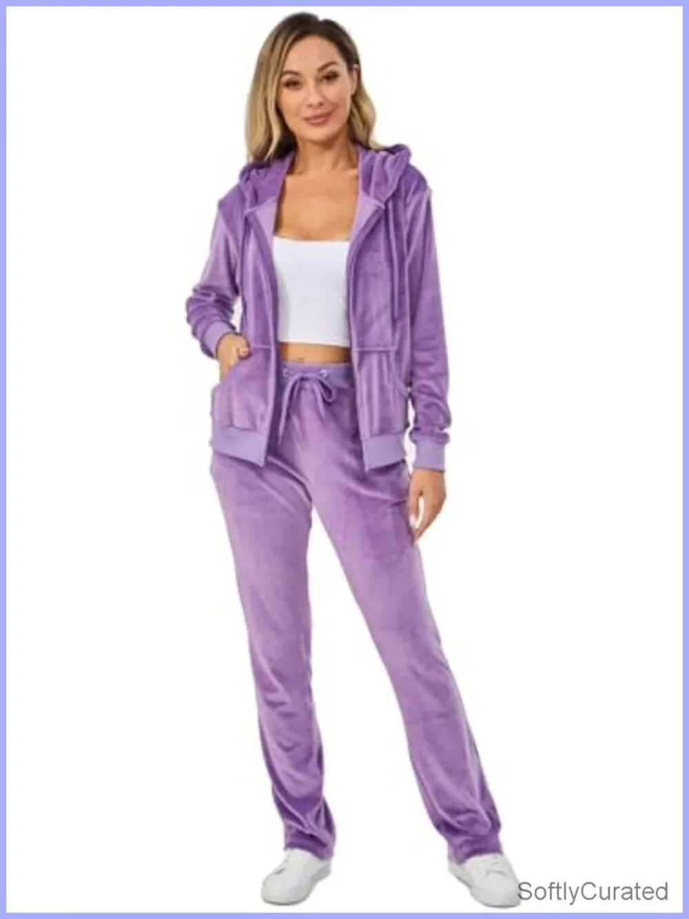 Velour Track Suit for Women, 2 Piece Sweatsuit Set, Full Zip Hoodie & Jogger